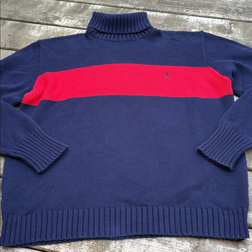 Polo Ralph Lauren navy blue and red Knit Sweater size L